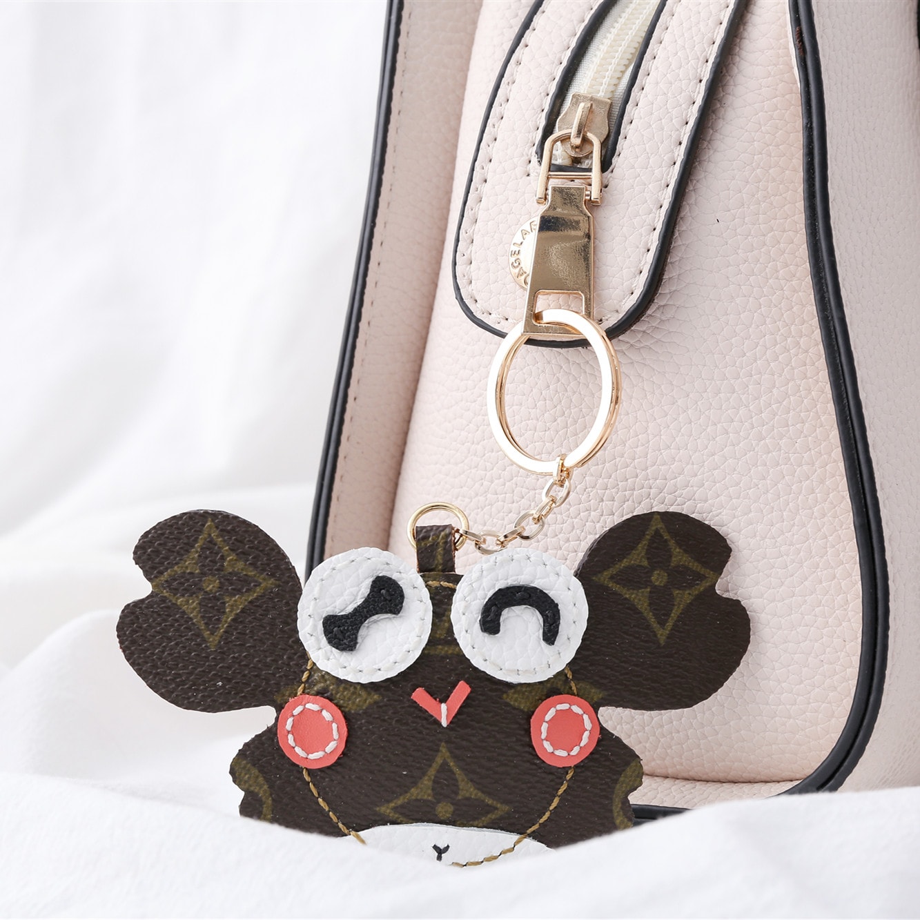 Upcycled Louis Vuitton Cute Sheep With Tie Keychain - LingSense